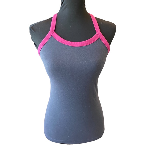 Lululemon grey and pink tank with back pocket